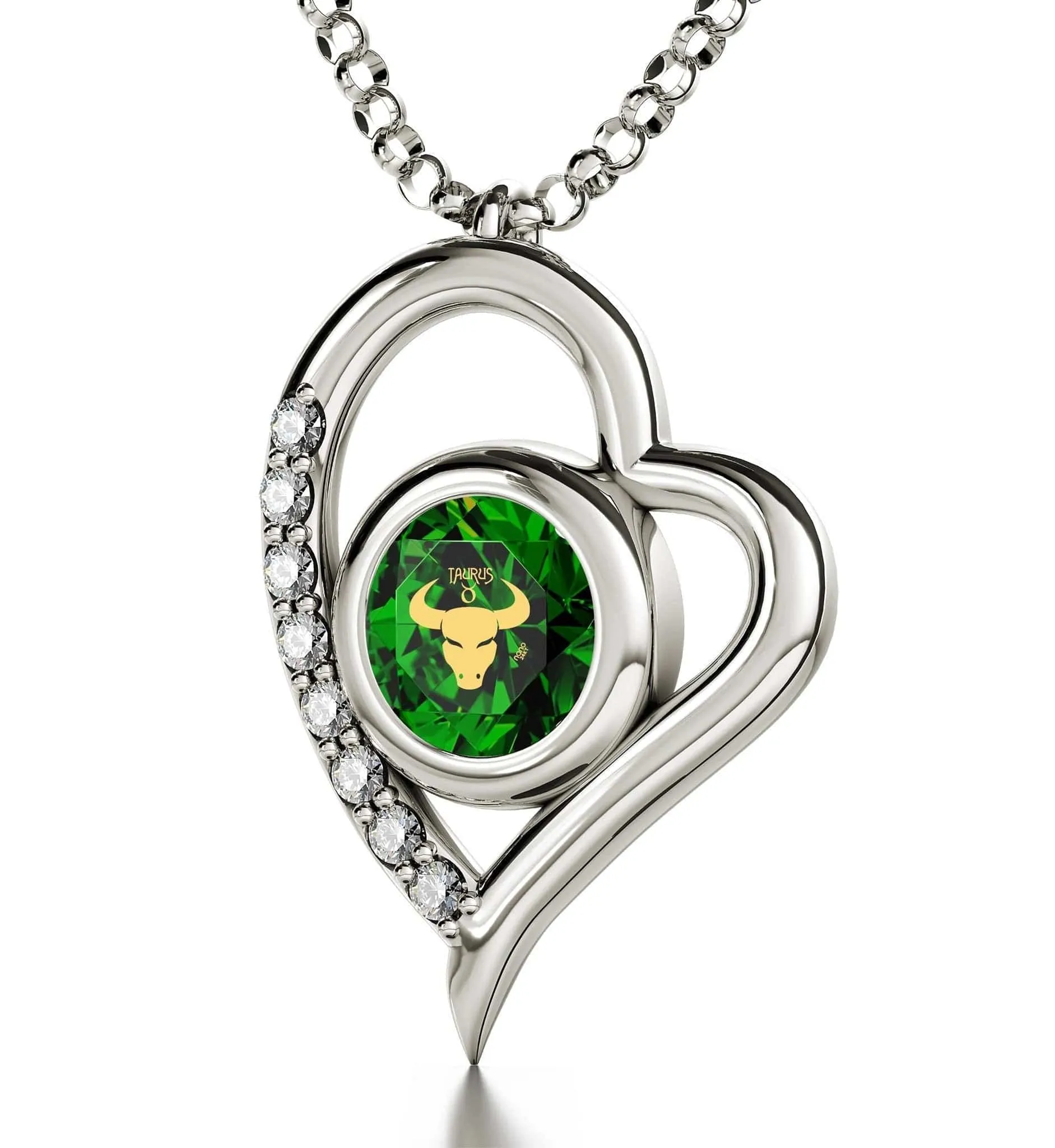 Taurus Sign, 925 Sterling Silver Necklace, Swarovski