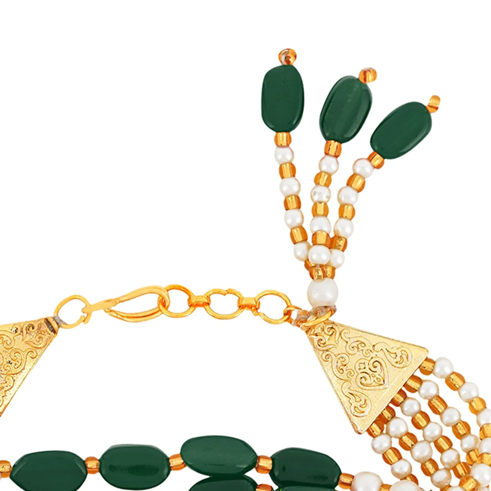 Teejh Piyali Green And White Layered Pearl Bracelet