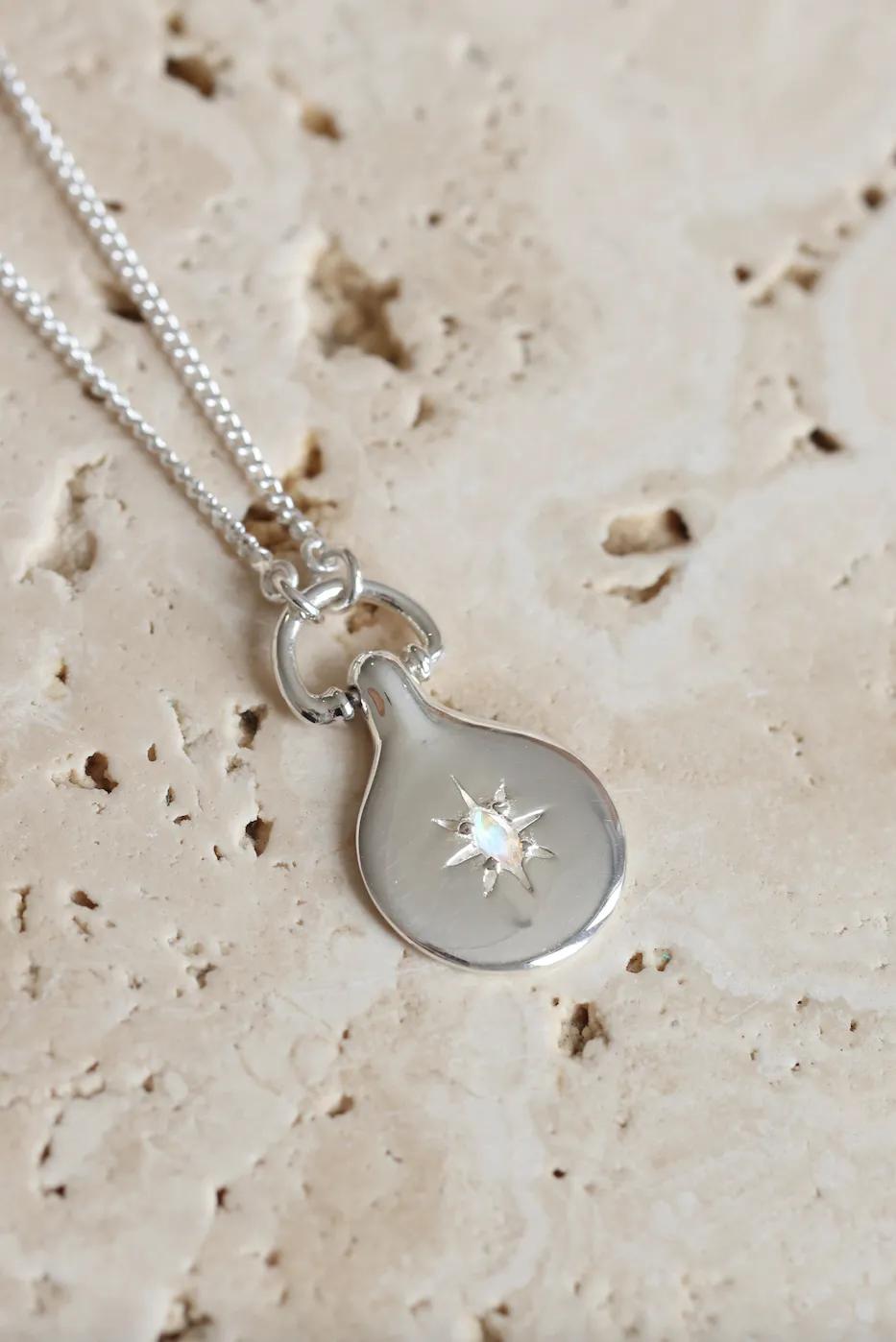 The Starry Night Moonstone Silver Pendant
