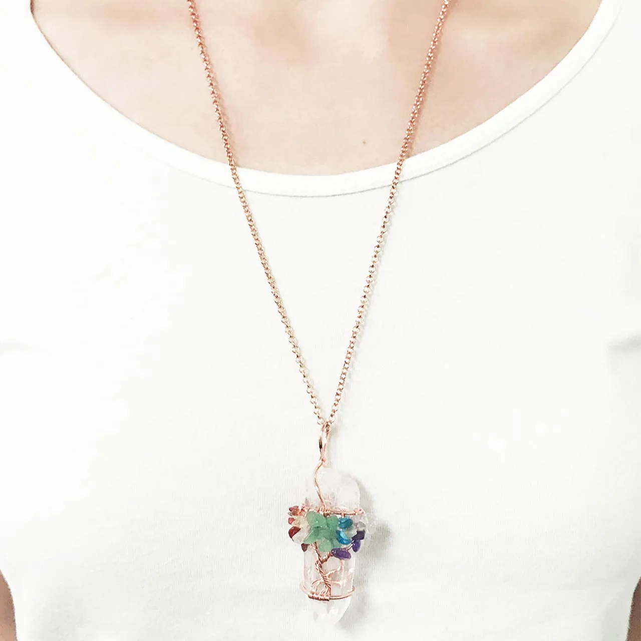 Tree of Life Crystal Handmade Pendant Necklace | Jovivi