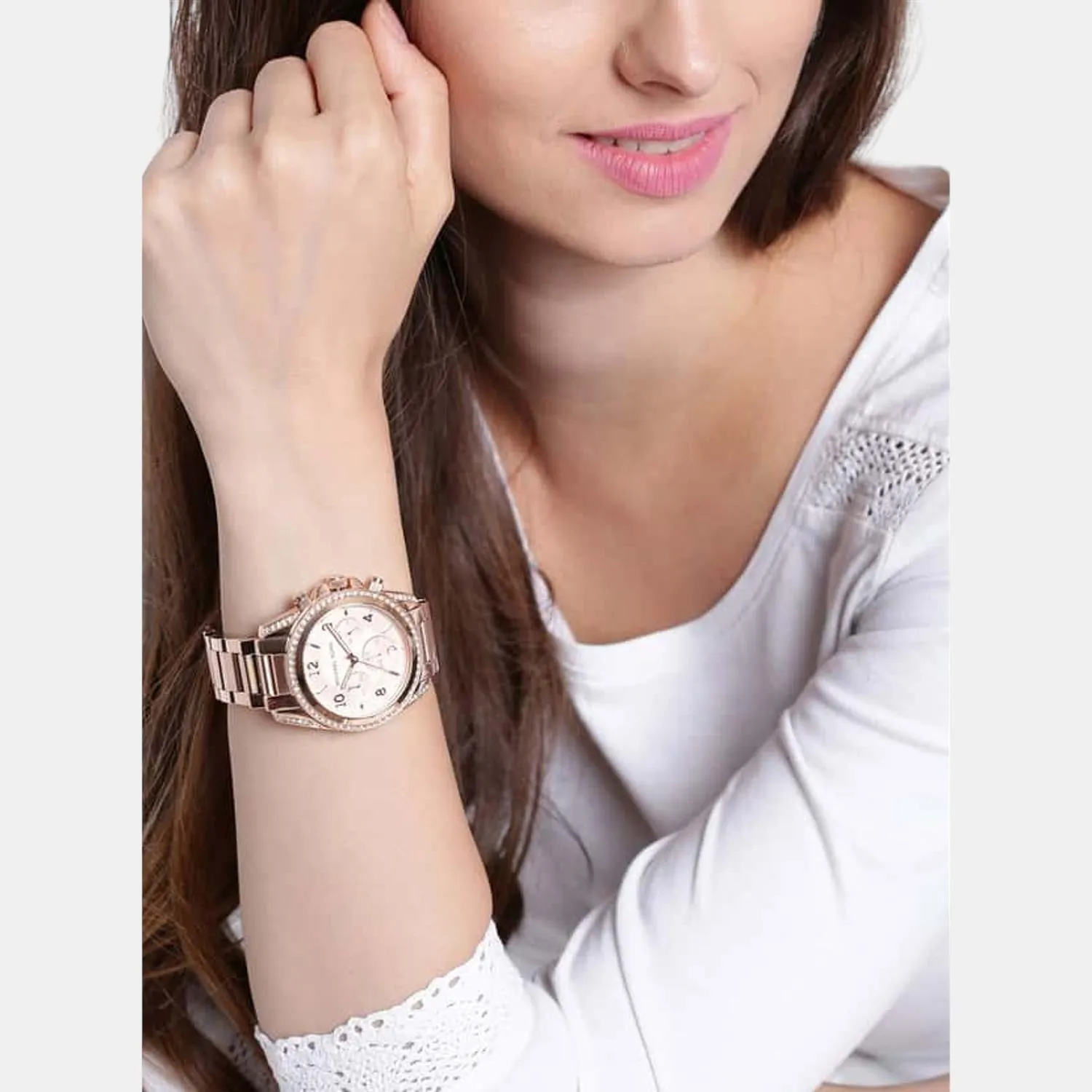 Women's Rose Gold Stainless Steel Chronograph Watch MK5263I