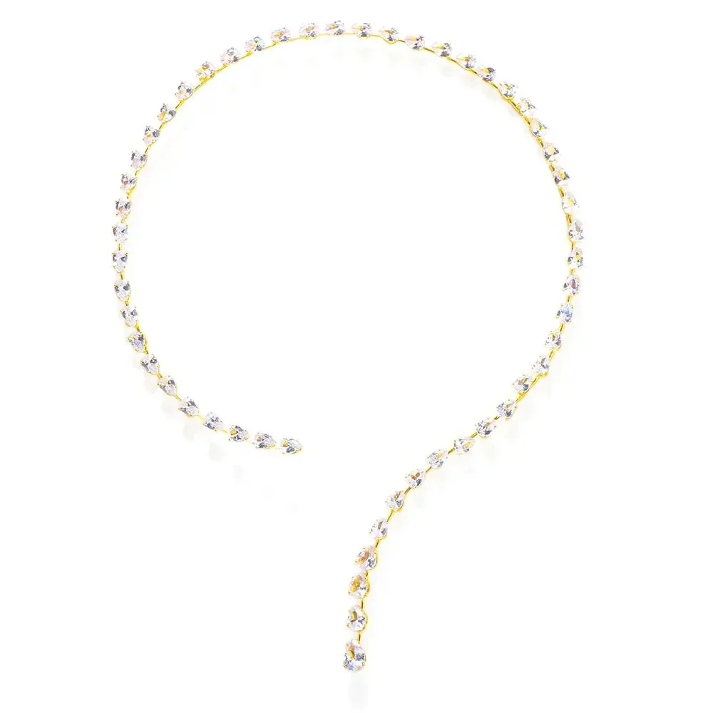 Zircon Water Drop Choker Necklace with Pendant