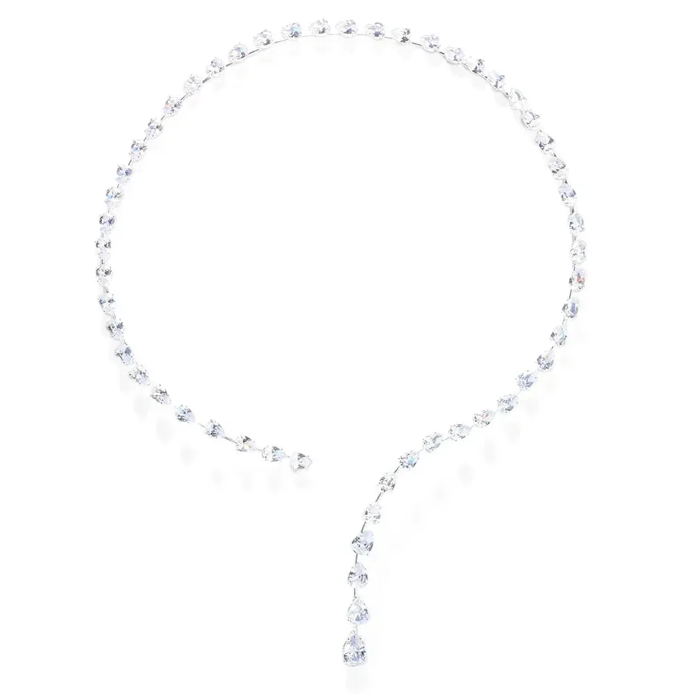 Zircon Water Drop Choker Necklace with Pendant
